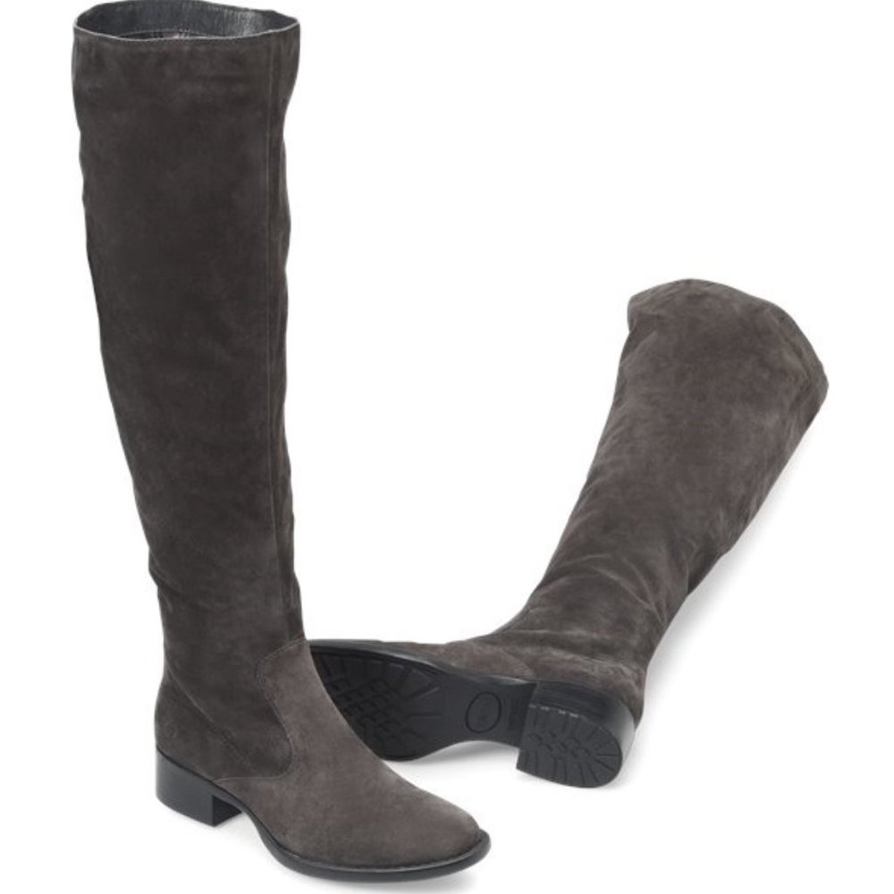NIB BORN 6 Cricket Borman Basalto Grey Suede Slouchy OTK Boots
